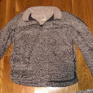 Sherpa puffy quarter zip thread and supply grey